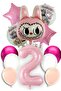 2 Year Old Labubu Balloon Themed Birthday Set Pink Number Flying Balloon Macaron Pink White Balloon