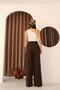 Women's Brown Three Pleated Wide Leg Pants Palazzo Pants - 5