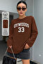 Women's Crew Neck Oywouos Printed Oversize 100% Cotton Long Sleeve T-Shirt