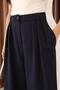Women's Navy Blue Three Pleated Wide Leg Pants Palazzo Pants - 3