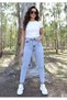 Chiftele Ice Blue Ice Snow Wash Lycra Boyfriend Mom Jeans