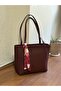 Faux Leather Women's Shoulder Bag with Scarf Detail - 3