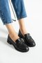 Aloré Women's Black Buckle Comfortable Fit Heeled Casual Loafer Shoes - 3