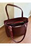 Faux Leather Women's Shoulder Bag with Scarf Detail - 4