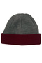Burgundy & Gray Double-Sided Unisex Folded Solid Color Winter Beanie - 5