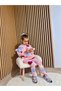 Girl's Cotton Powder Heart Sweatshirt and Leggings Set - Ruffle Shoulder Detail - 2