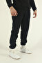 Men's Winter Fleece Lined Puff Fabric Hooded 3-Thread Side Pocket Tracksuit Set - Black - 5