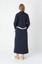 Women's Navy Blue Shawl Collar Full Length Winter Long Sleeve Special Design Maternity Nightgown Nightdress Set - 3