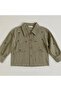 Girl's Floral Patterned Linen Jacket Green
