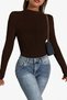 Women's Elastane Handkerchief Round Neck Long Sleeve Blouse - 4
