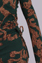 Women's Green-Beige Off-Shoulder Side Gathered Skirt Asymmetrical Bodycon Dress Arm-26K001041 - 2