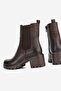 Women's Brown Genuine Natural Leather Size 36-41 Thick Heel Chelsea Boots & Booties - 5