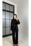 Black Modal Bat Sleeve Blouse and Pants Double Set - 7048