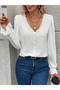 New Season Women's Elegant Lace V-Neck Buttoned Shirt Blouse - 4