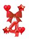 İstoç Red Color Heart Star Bow Number Foil Balloon Set Age 4