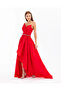 Swallow Neck Detachable Skirt Belted Evening Dress - 6