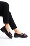 Burgundy Patent Leather Tasseled Genuine Leather Women's Loafer Shoes Shiny Burgundy Pompom Women's Moccasin Shoes - 2