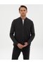 Dark Anthracite Melange Slim Fit Zippered Knitwear Cardigan 50317341-Vr266