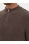 Mink Melange Slim Fit Stand Collar Zippered Knitwear Sweater 50317363-Vr174 - 7