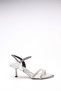 Silver Stone Wrinkled Patent Leather Women's Heels - 2