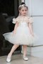 Front and Skirt with Ruched Waist, Stone Detail, Ruffled Satin Tulle Girl's Evening Dress - 3