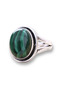 Silver Adjustable Ring with Malachite