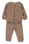 Jacquard Quilted Hooded Cardigan 2-Piece Set (Bearish) Brown