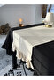 Natural Linen Rectangular Runner with Ruffles on Two Sides 50X150Cm - 3