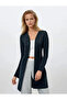 Dark Gray Melange Long Sleeve Slit Long Women's Cardigan Sylvia - 2