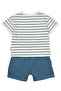 Linen Muslin Shorts 2-Piece Set (Favorite Song) Dark Blue - 2