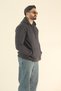 Men's Basic Winter Soft Textured Sweatshirt - Dark Smoked Regular Kangaroo Pocket Hoodie - 6