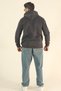 Men's Basic Winter Soft Textured Sweatshirt - Dark Smoked Regular Kangaroo Pocket Hoodie - 4