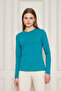 Women's Crew Neck Long Sleeve Basic T-Shirt - 100% Cotton Casual T-Shirt-Petrol - 3
