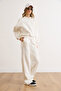 Women's White Zippered Top with Stitching Detail on the Bottom Tracksuit Set Etkm-0000085 - 4