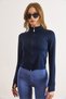 Women's Navy Blue Cupra Modal Flexible Sports Jacket with Thumb Holes Ckt-19000488 - 4