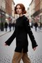 Women's Regular Fit Crew Neck Thessaloniki Knitwear Sweater Spanish Sleeve Stylish Look with Button Details