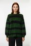 Women's Oversized Comfortable Crew Neck Striped Knitwear Sweater Ideal for Winter Season Low Sleeve Design - 2
