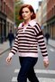 Striped Doll Collar Knitwear Sweater for Women Casual Regular Fit Winter Fashion Long Sleeve Style