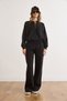 Women's Black Zippered Top with Stitching Detail on the Bottom Tracksuit Set Etkm-0000085 - 2