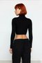 Women's Fitted Stand Collar Super Crop Asymmetrical Slim Knitwear Sweater Blouse Ideal for Winter Stylish Outfits - 4