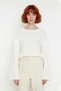 Women's Oversize Gray Acrylic Thessaloniki Woven Super Crop Spanish Sleeve Knitwear Sweater into Your Daily Style - 2