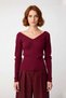 Women's Fitted V-Neck Openwork Thin Knitwear Sweater Long Sleeves for Spring Autumn Stylish Design Good Quality - 2
