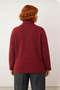 Women's Burgundy Shawl Detailed Wool Content Thick Knitwear Sweater Plain Pattern Regular Fit Long Sleeve Winter - 4
