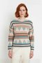 Women's Oversized Ethnic Patterned Crew Neck Low Sleeve Knitwear Sweater Is a Stylish and Comfortable Choice for Winter - 2