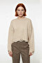 Women's Oversized Knit Crop Sweater with Low Sleeves and Flowing Detail Offers Modern Chic with Its Soft Texture - 2