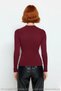 Women's Fitted Stand Collar Long Sleeve Cut Out Accessory Detail Knitwear Sweater Spring Autumn Chic - 4