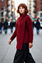 Women's Burgundy Shawl Detailed Wool Content Thick Knitwear Sweater Plain Pattern Regular Fit Long Sleeve Winter