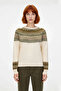 Women's Regular Fit Ethnic Patterned Crew Neck Raglan Sleeve Knitwear Sweater Ideal for Winter Days Elegance - 2