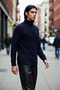 Men's Regular Fit Stand Collar Long Sleeve Zipper Detail Hair Knitwear Winter Sweater Quality