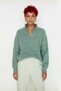 Women's Oversize Low-Cut Zipper Stand Collar Knitwear Thessaloniki Knit Basic Long Sleeve Sweater High Quality - 2